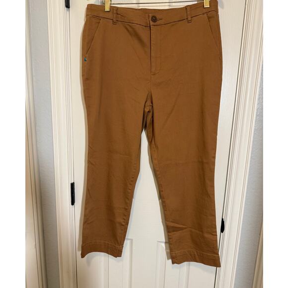 KUT from the Kloth Straight Leg Pants 12 Brown Mid Rise Stretch Chino Trouser - Picture 1 of 11
